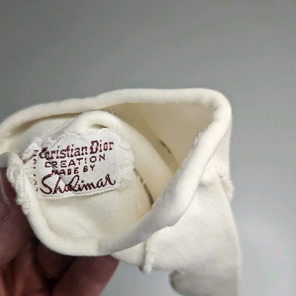 Vintage‎ Christian Dior Shalimar Gloves Floral White 50s 60s
